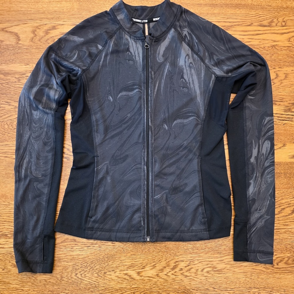 Abercrombie & Fitch M Full Zip Jacket Athletic Workout Layer Black Y2K Capsule‎